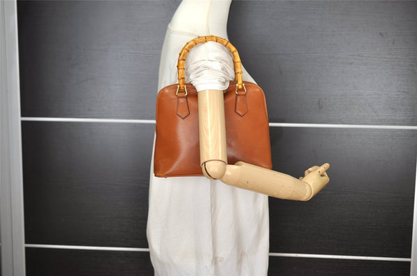 Authentic GUCCI Bamboo 2way Hand Shoulder Bag Purse Leather Brown Junk 2284I