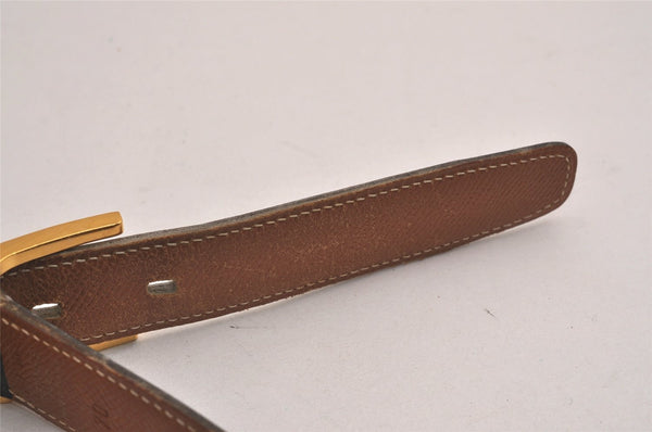 Authentic HERMES Api 3 Leather Reversible Belt Size 70cm 27.6" Black Brown 2285J