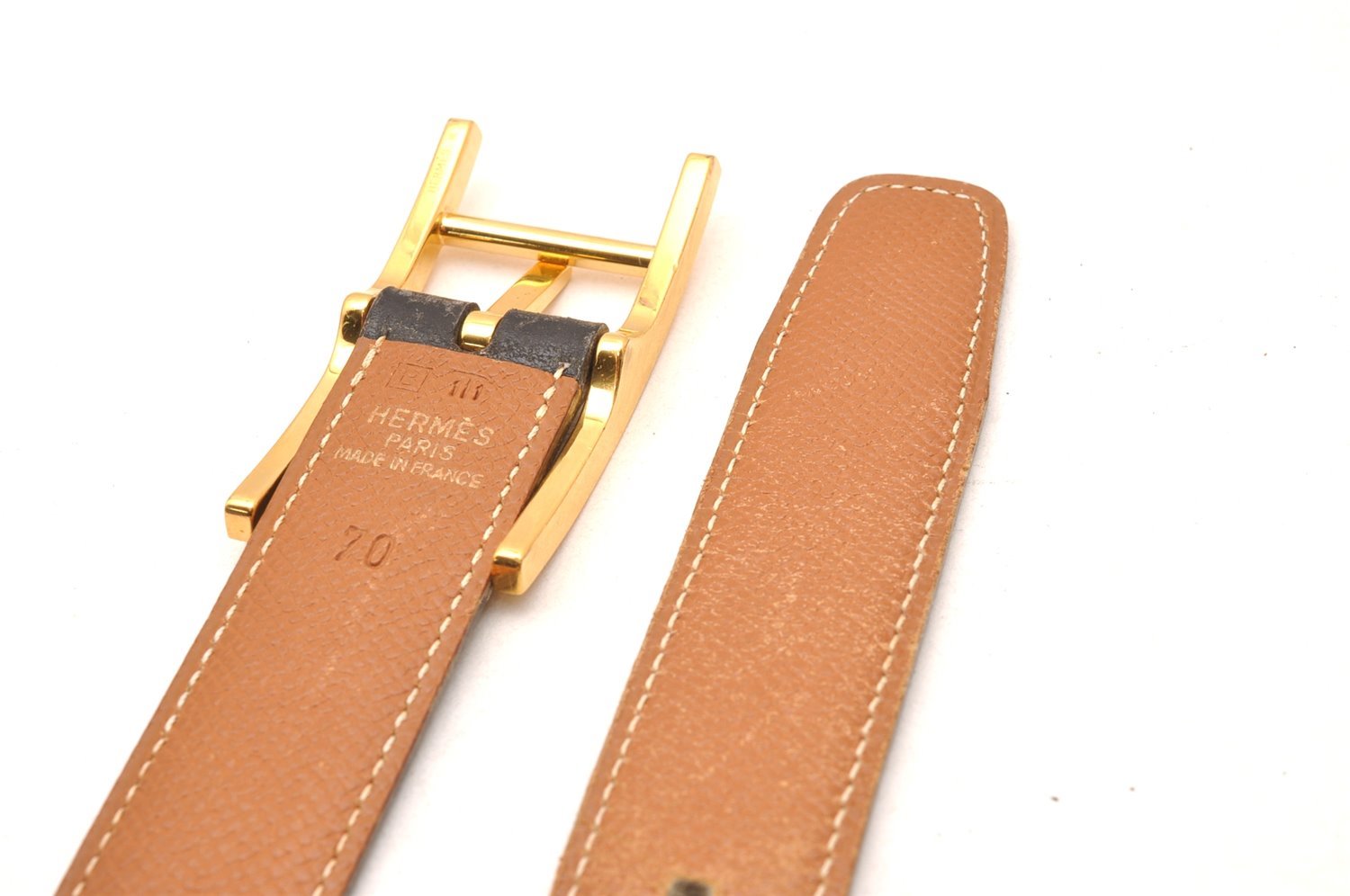 Authentic HERMES Api 3 Leather Reversible Belt Size 70cm 27.6