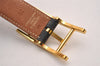 Authentic HERMES Api 3 Leather Reversible Belt Size 70cm 27.6" Black Brown 2285J