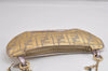 Authentic FENDI Zucca Chain Hand Bag Pouch Purse Leather Gold 2287J