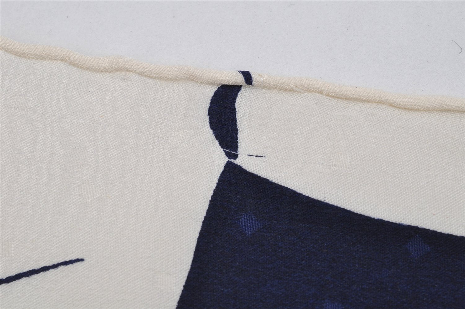 Authentic CHANEL Scarf Mademoiselle Motif CC Logo Silk White Navy 2288I