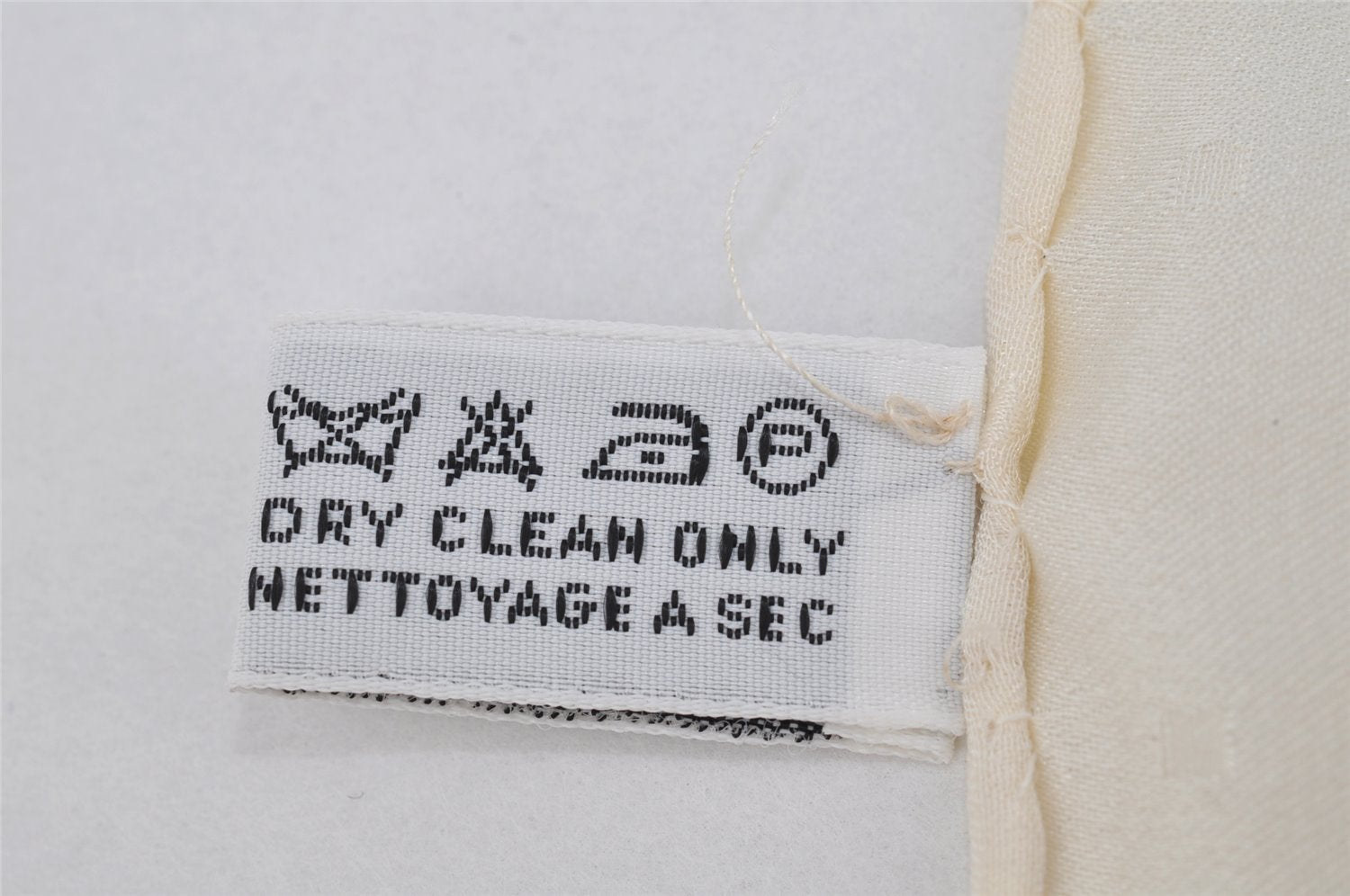 Authentic CHANEL Scarf Mademoiselle Motif CC Logo Silk White Navy 2288I