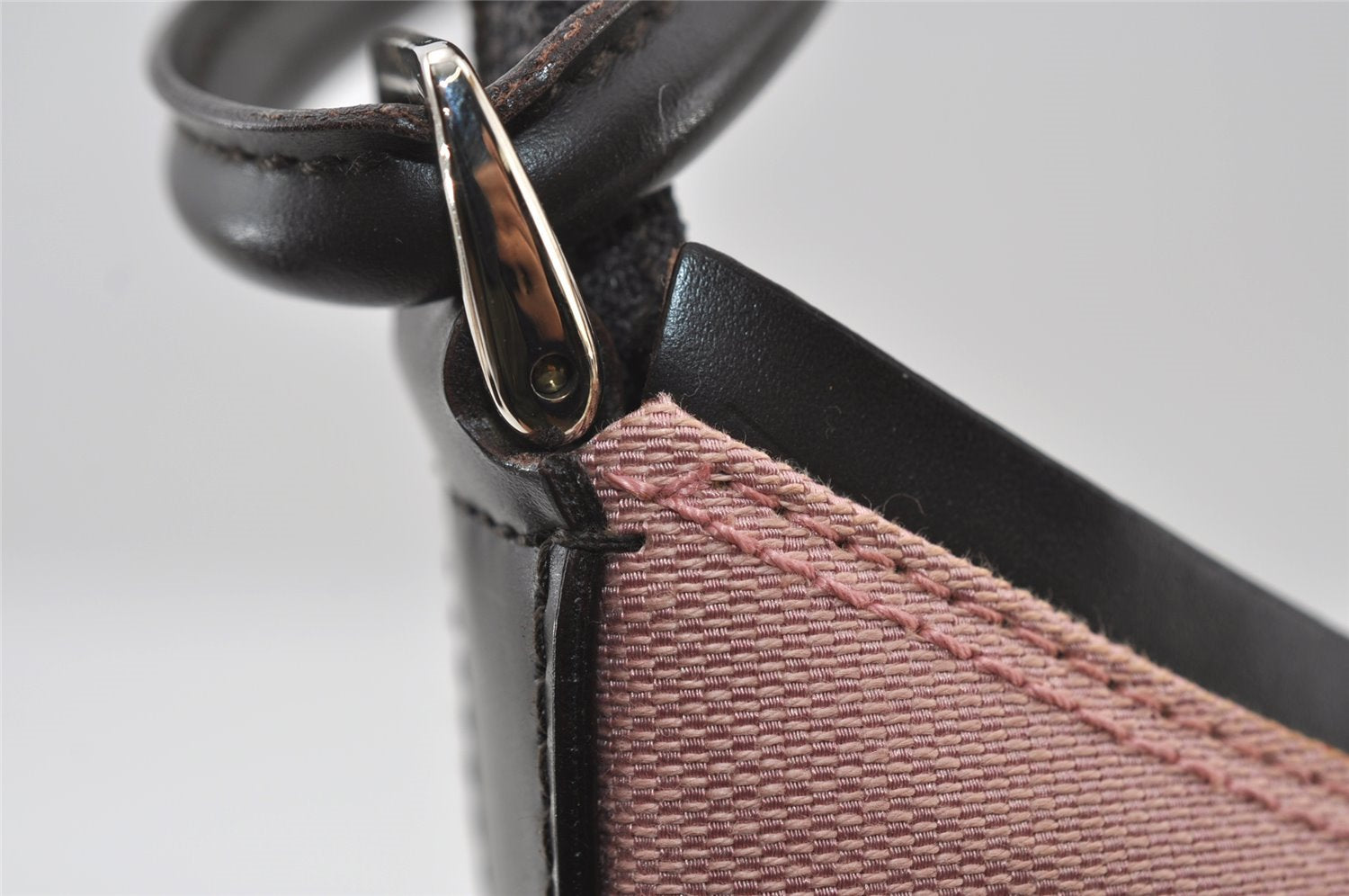 Authentic GUCCI Vintage Shoulder Hand Bag Purse Canvas Leather 77112 Pink 2294I