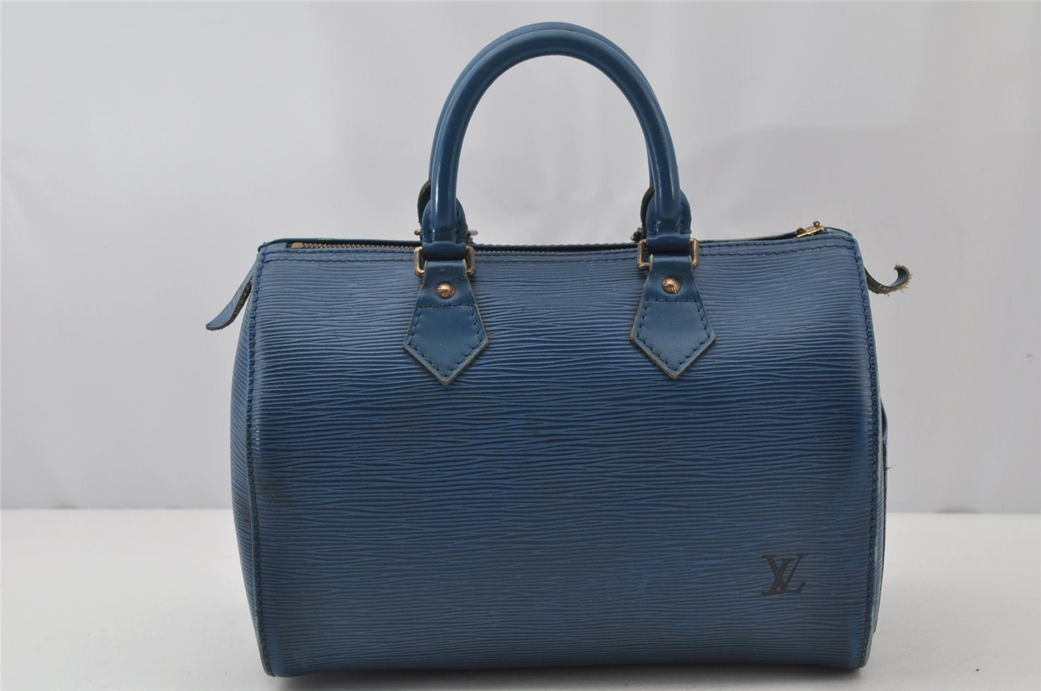 Authentic Louis Vuitton Epi Speedy 25 Hand Boston Bag Blue M43015 LV Junk 2295J