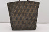 Authentic FENDI Zucca Vintage Hand Tote Bag Canvas Leather Brown 2298J