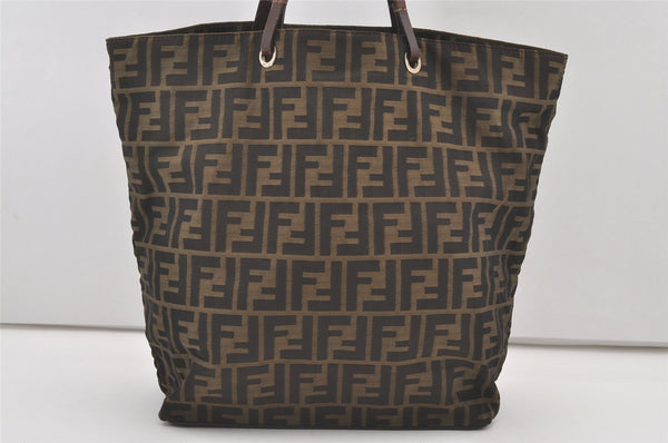 Authentic FENDI Zucca Vintage Hand Tote Bag Canvas Leather Brown 2298J