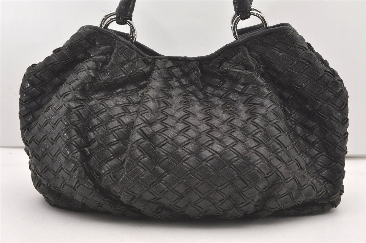 Authentic MIU MIU Vintage Leather Shoulder Tote Bag Black 2299J