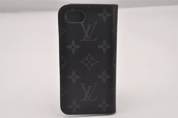 Authentic Louis Vuitton Monogram Eclipse Folio iPhone 7 8 Case M62640 LV 2301I