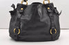 Authentic MIU MIU Vintage Ribbon Leather Shoulder Tote Bag Black 2301J