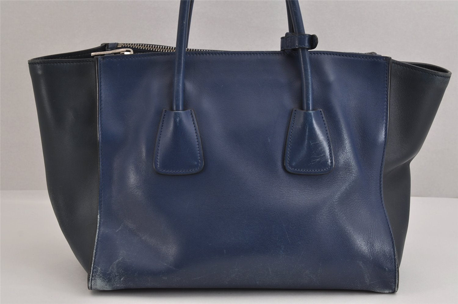 Authentic PRADA Vintage Leather Nappa 2Way Shoulder Tote Bag BN2762 Blue 2302J