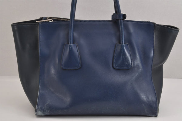 Authentic PRADA Vintage Leather Nappa 2Way Shoulder Tote Bag BN2762 Blue 2302J