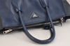 Authentic PRADA Vintage Leather Nappa 2Way Shoulder Tote Bag BN2762 Blue 2302J