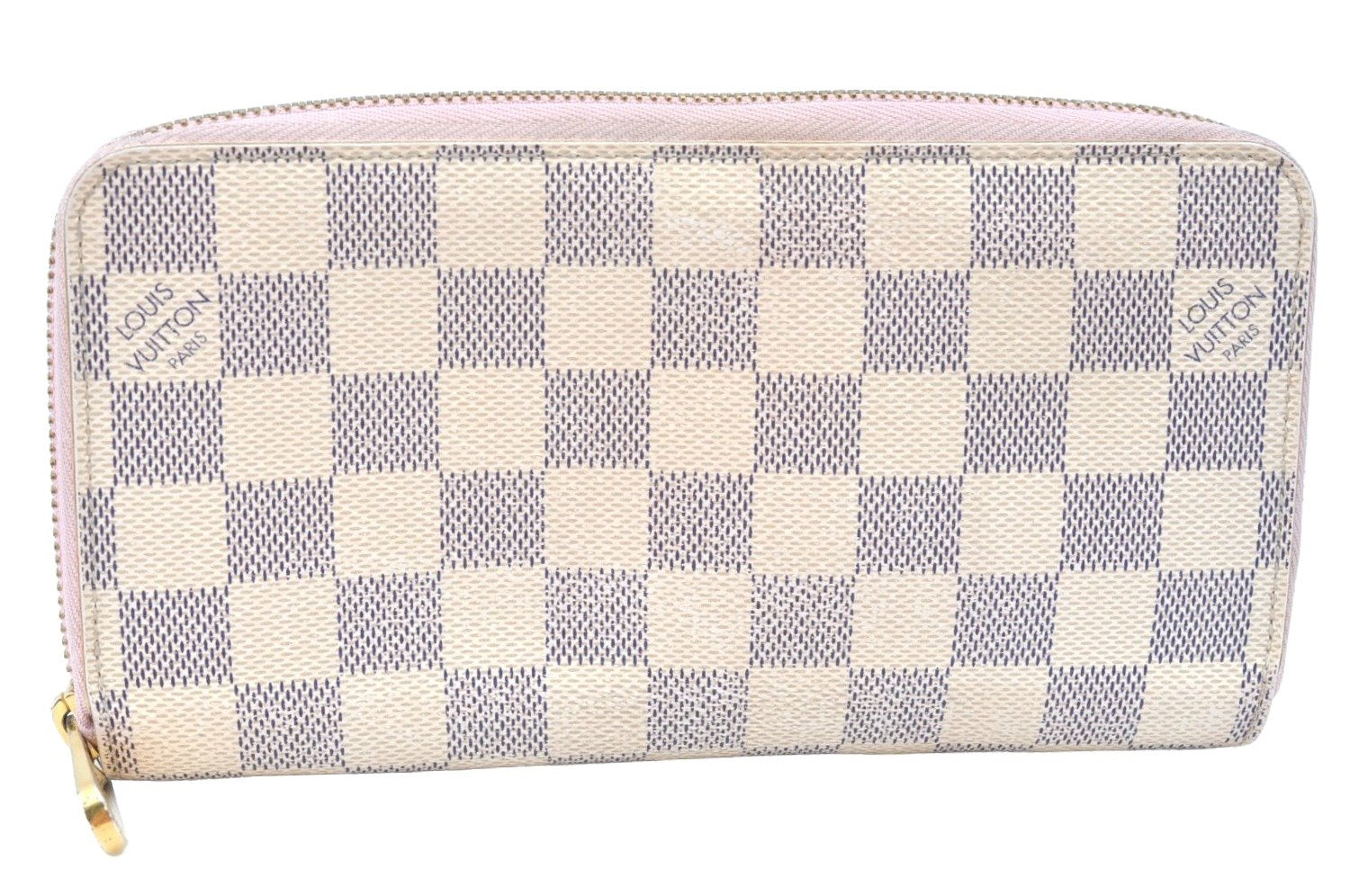 Authentic Louis Vuitton Damier Azur Zippy Wallet Long Purse Pink N63503 LV 2303I