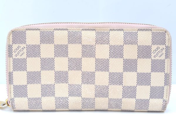 Authentic Louis Vuitton Damier Azur Zippy Wallet Long Purse Pink N63503 LV 2303I