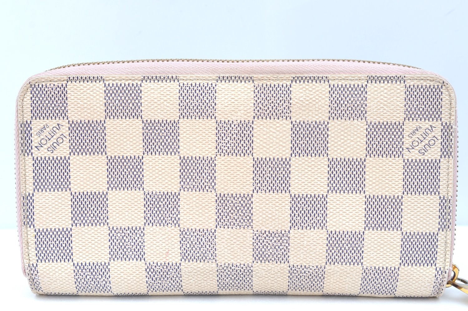 Authentic Louis Vuitton Damier Azur Zippy Wallet Long Purse Pink N63503 LV 2303I