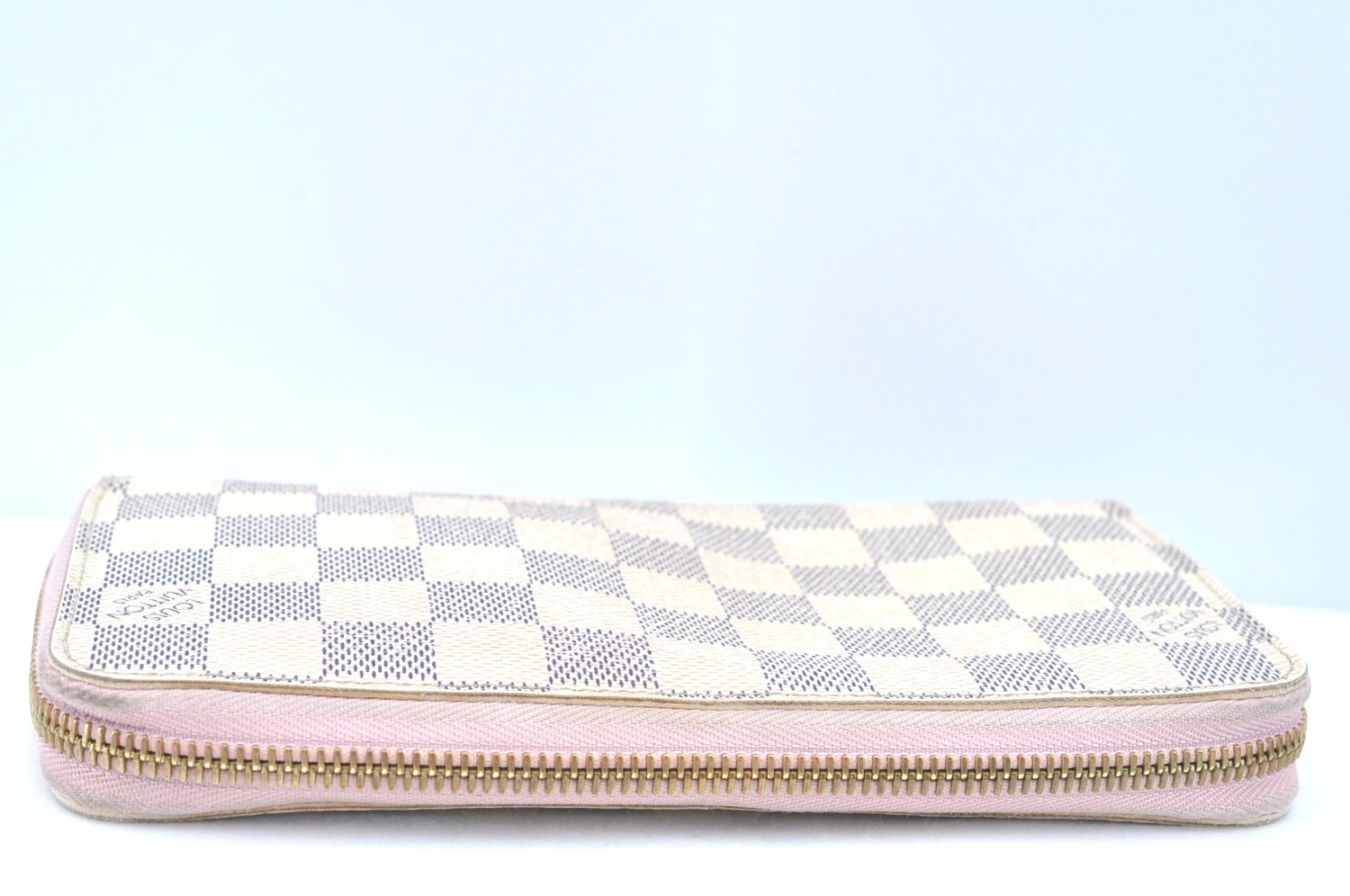 Authentic Louis Vuitton Damier Azur Zippy Wallet Long Purse Pink N63503 LV 2303I