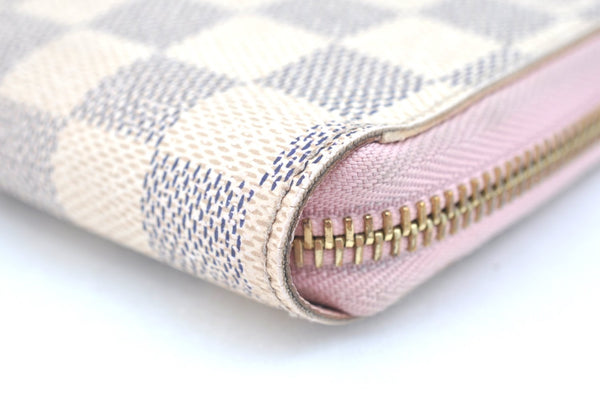 Authentic Louis Vuitton Damier Azur Zippy Wallet Long Purse Pink N63503 LV 2303I