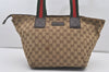 Authentic GUCCI Web Sherry Line Tote Bag GG Canvas Leather 131230 Brown 2303J