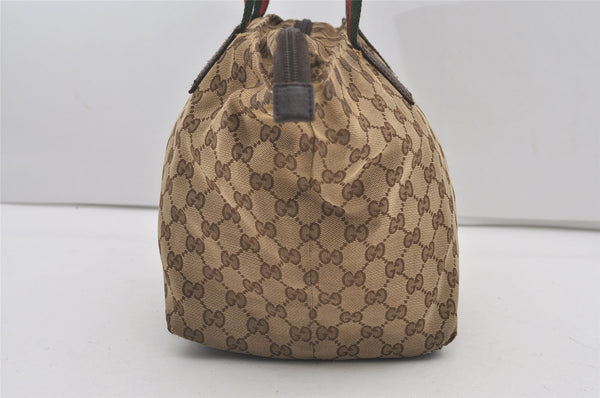 Authentic GUCCI Web Sherry Line Tote Bag GG Canvas Leather 131230 Brown 2303J