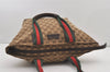 Authentic GUCCI Web Sherry Line Tote Bag GG Canvas Leather 131230 Brown 2303J