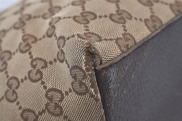 Authentic GUCCI Web Sherry Line Tote Bag GG Canvas Leather 131230 Brown 2303J
