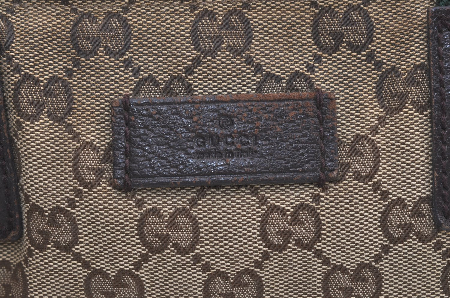 Authentic GUCCI Web Sherry Line Tote Bag GG Canvas Leather 131230 Brown 2303J