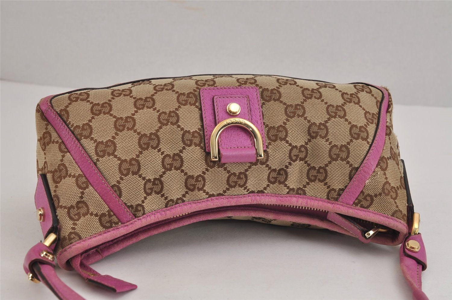 Authentic GUCCI Abbey Shoulder Hand Bag GG Canvas Leather 130939 Brown 2304J