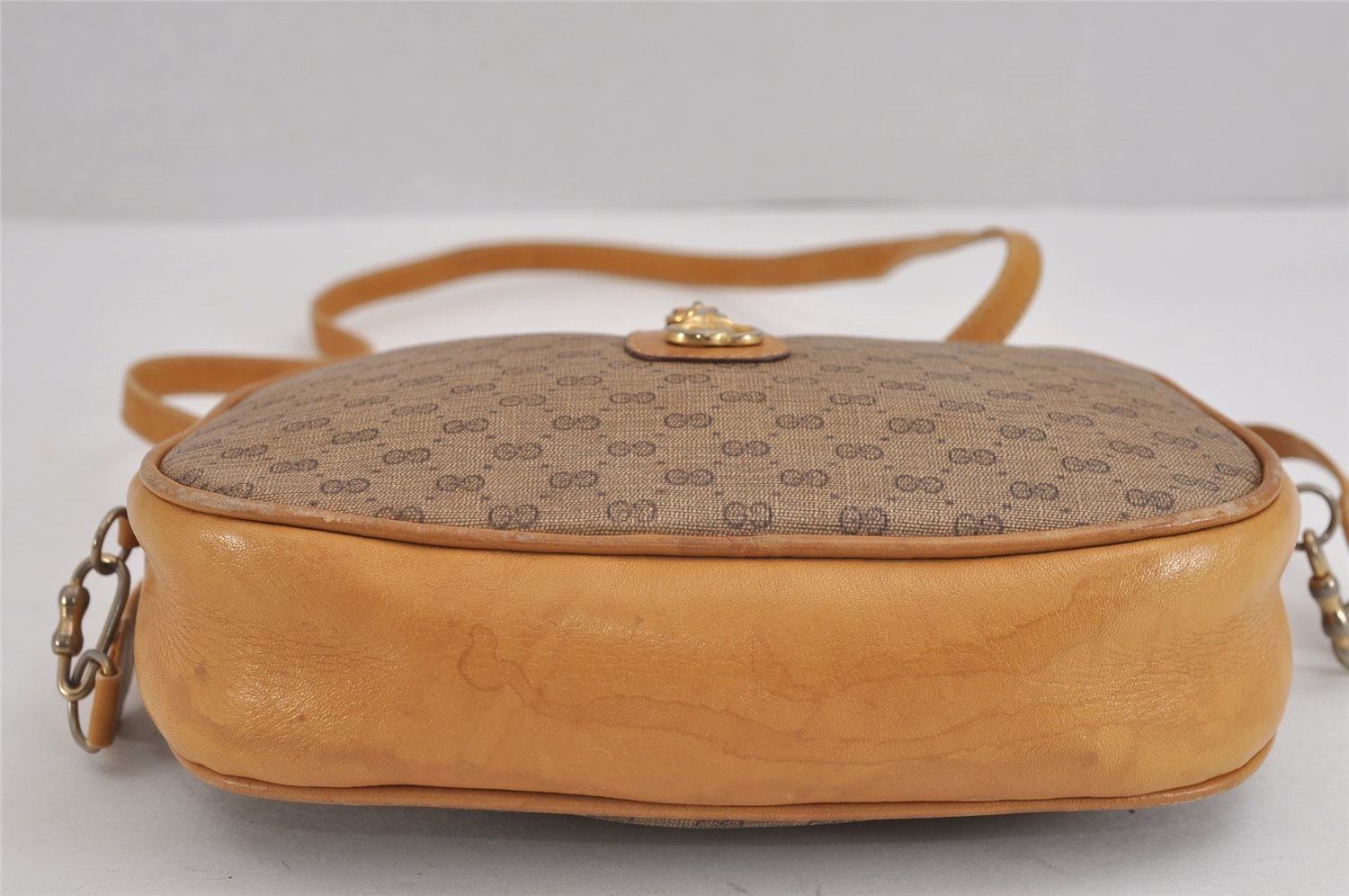 Authentic GUCCI Micro GG PVC Leather Shoulder Cross Body Bag Purse Brown 2305J