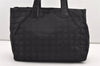 Authentic CHANEL New Travel Line Shoulder Tote Bag Nylon Leather Black 2308J