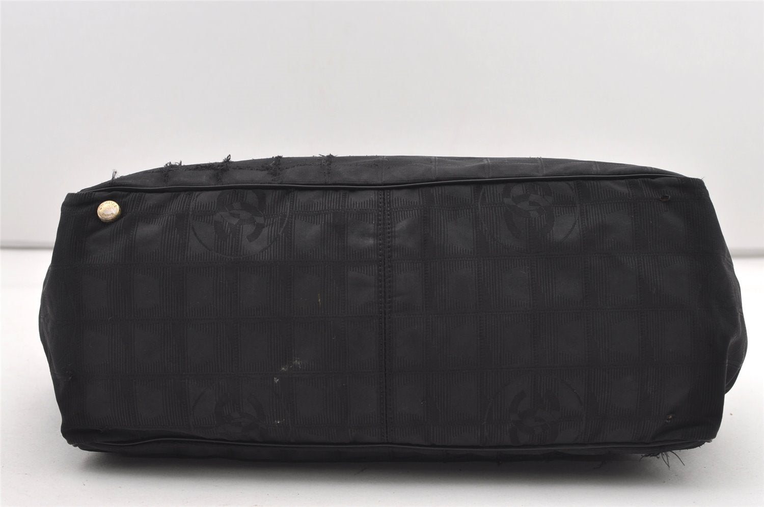 Authentic CHANEL New Travel Line Shoulder Tote Bag Nylon Leather Black 2308J