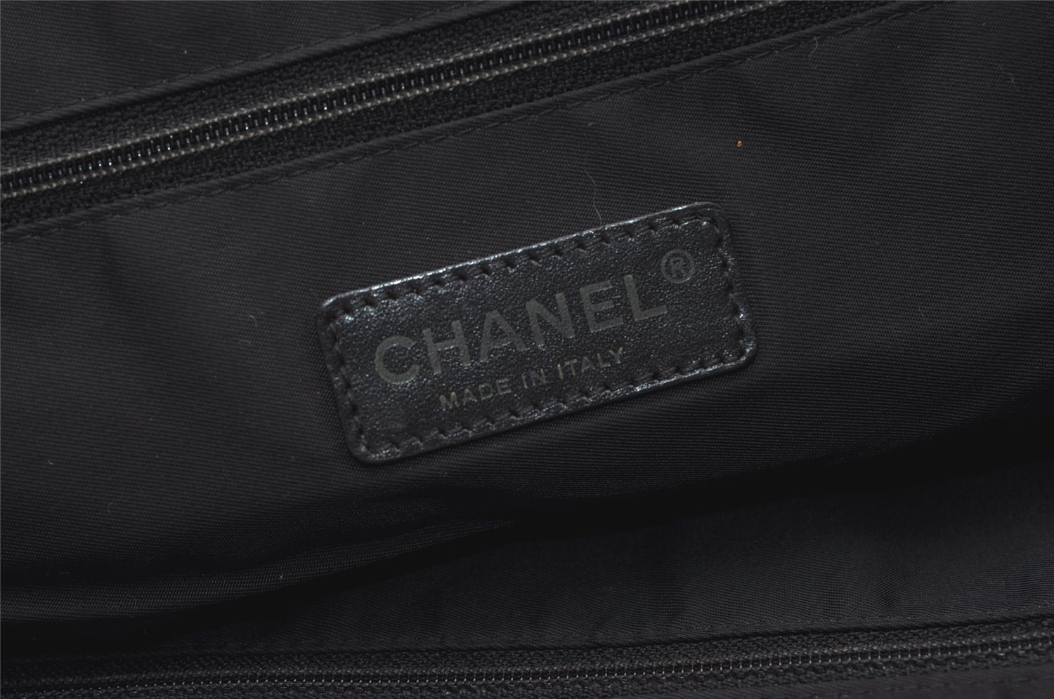 Authentic CHANEL New Travel Line Shoulder Tote Bag Nylon Leather Black 2308J