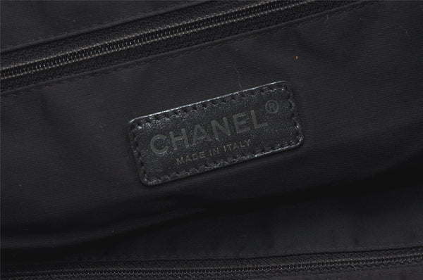 Authentic CHANEL New Travel Line Shoulder Tote Bag Nylon Leather Black 2308J