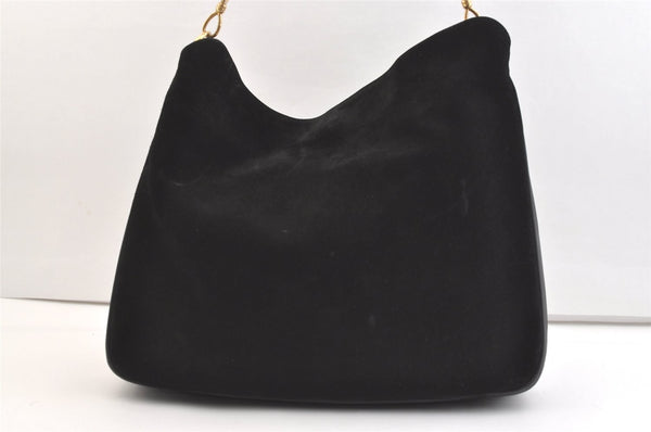 Authentic GUCCI Vintage Bamboo 2Way Shoulder Tote Bag Suede Leather Black 2309K