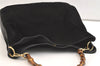 Authentic GUCCI Vintage Bamboo 2Way Shoulder Tote Bag Suede Leather Black 2309K
