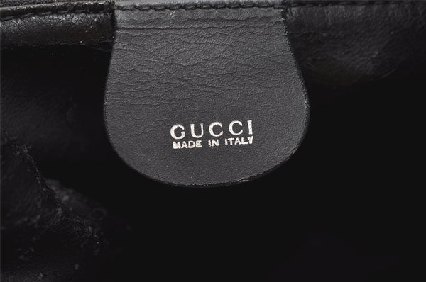 Authentic GUCCI Vintage Bamboo 2Way Shoulder Tote Bag Suede Leather Black 2309K