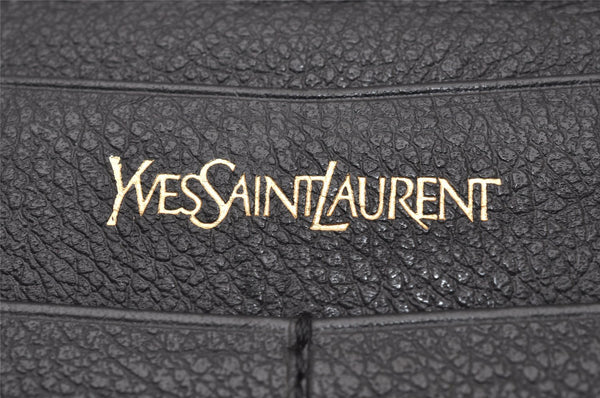 Authentic YVES SAINT LAURENT Vintage Long Wallet Purse Leather Black 2310I