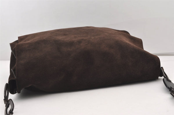 Authentic GUCCI Vintage Shoulder Cross Body Bag Suede Leather Brown 2310J