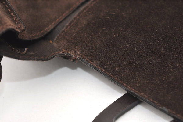 Authentic GUCCI Vintage Shoulder Cross Body Bag Suede Leather Brown 2310J