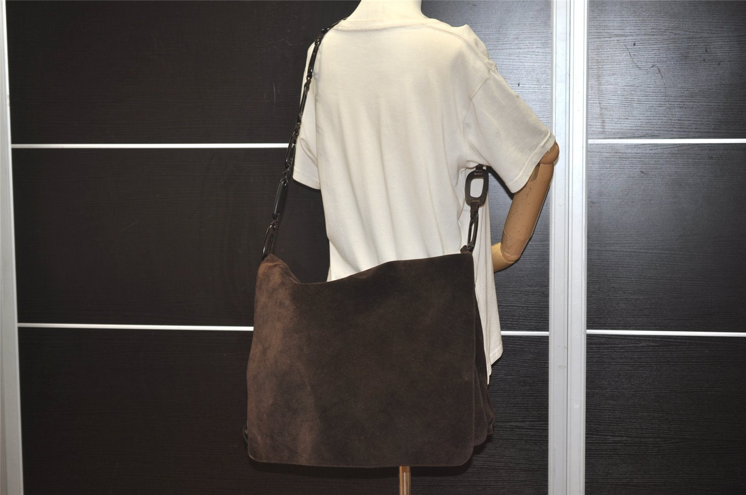 Authentic GUCCI Vintage Shoulder Cross Body Bag Suede Leather Brown 2310J