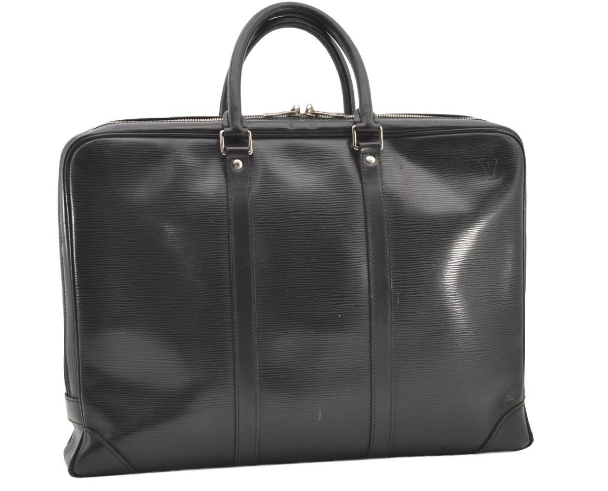 Authentic Louis Vuitton Epi Porte Documents Voyage Briefcase M59162 Black 2311J