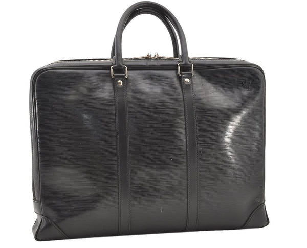 Authentic Louis Vuitton Epi Porte Documents Voyage Briefcase M59162 Black 2311J
