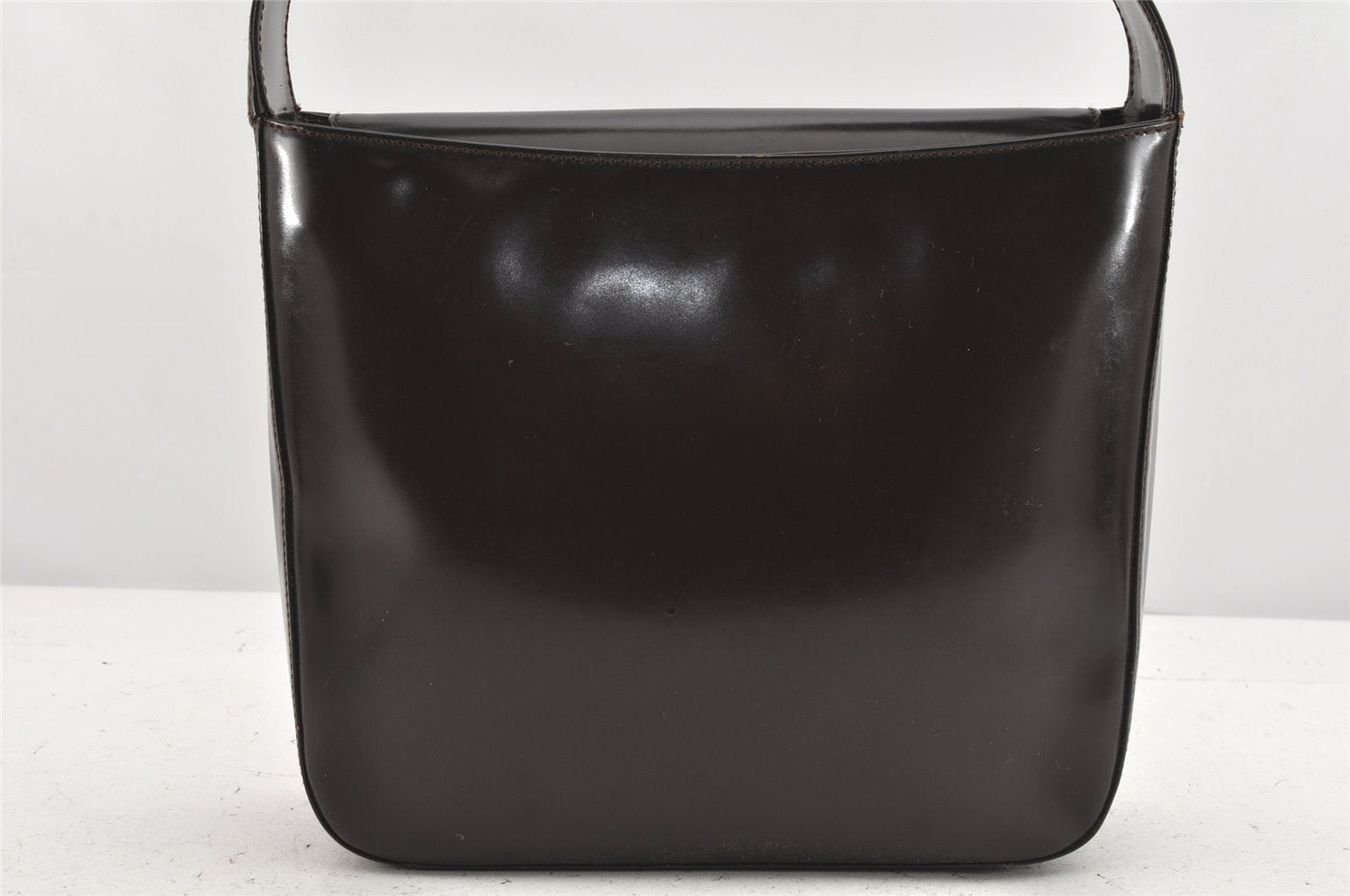 Authentic GUCCI Vintage Shoulder Hand Bag Purse Enamel Brown 2311K
