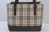 Authentic BURBERRY Nova Vintage Check Canvas Leather Hand Bag Purse Beige 2312J