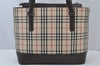 Authentic BURBERRY Nova Vintage Check Canvas Leather Hand Bag Purse Beige 2312J