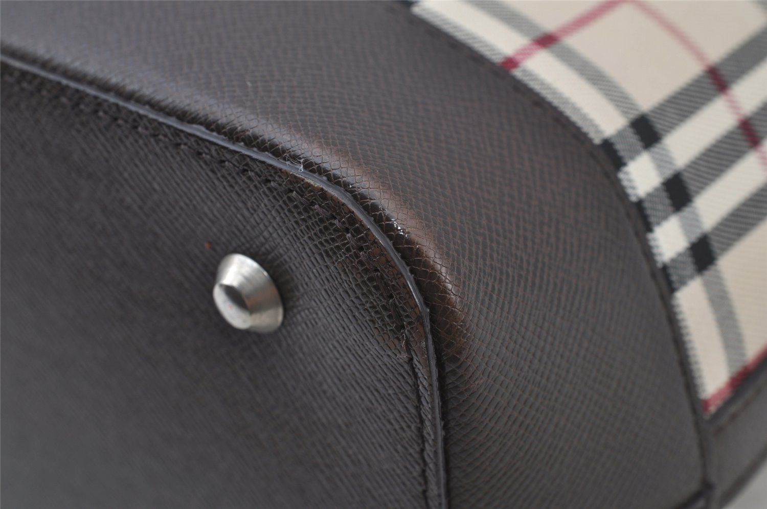 Authentic BURBERRY Nova Vintage Check Canvas Leather Hand Bag Purse Beige 2312J