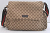 Authentic GUCCI Web Sherry Line Shoulder Bag GG Canvas Leather Brown 2312K