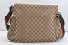 Authentic GUCCI Web Sherry Line Shoulder Bag GG Canvas Leather Brown 2312K