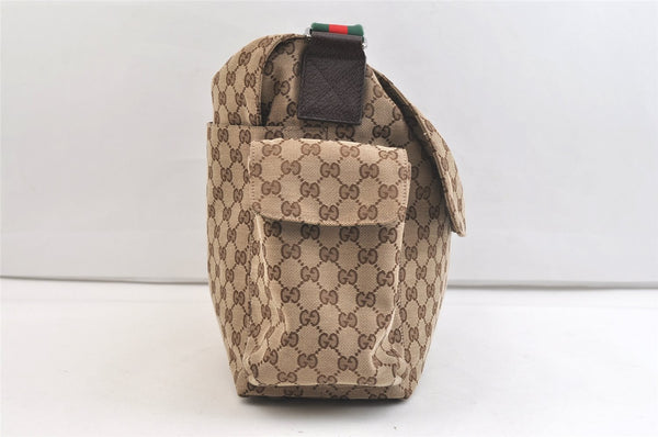 Authentic GUCCI Web Sherry Line Shoulder Bag GG Canvas Leather Brown 2312K