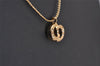 Authentic Christian Dior Gold Tone Chain Rhinestone Pendant Necklace CD 2313J